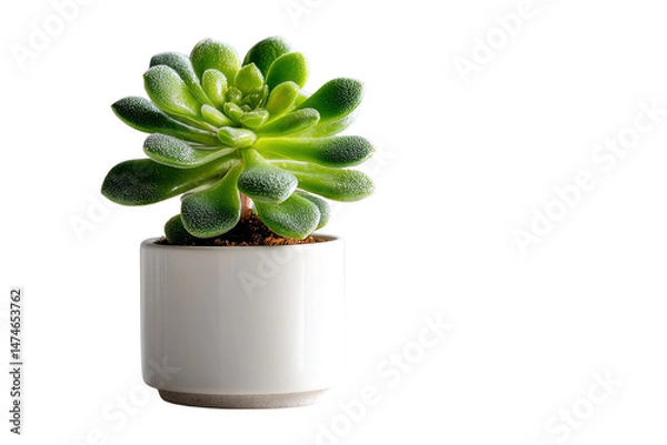 Fototapeta Succulent in a white pot on a white isolate background.
