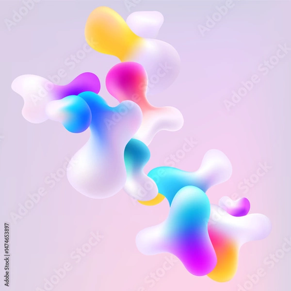 Obraz Abstract background of iridescent liquid shapes. Colorful vector bubbles.