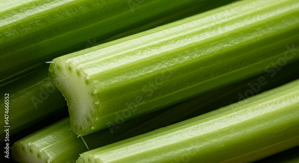 Obraz Fresh Celery Stalks with Root and Leaves