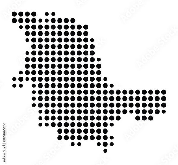 Fototapeta Symbol Map of the city Handewitt (Schleswig-Holstein, Germany) showing the city with a pattern of just a few black dots