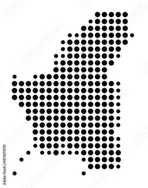 Fototapeta Symbol Map of the city Gehrden (Niedersachsen, Germany) showing the city with a pattern of just a few black dots