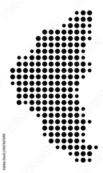 Fototapeta Symbol Map of the city Alfter (Nordrhein-Westfalen, Germany) showing the city with a pattern of just a few black dots
