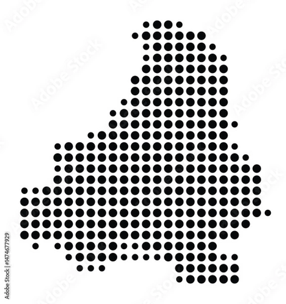 Fototapeta Symbol Map of the city Balve (Nordrhein-Westfalen, Germany) showing the city with a pattern of just a few black dots