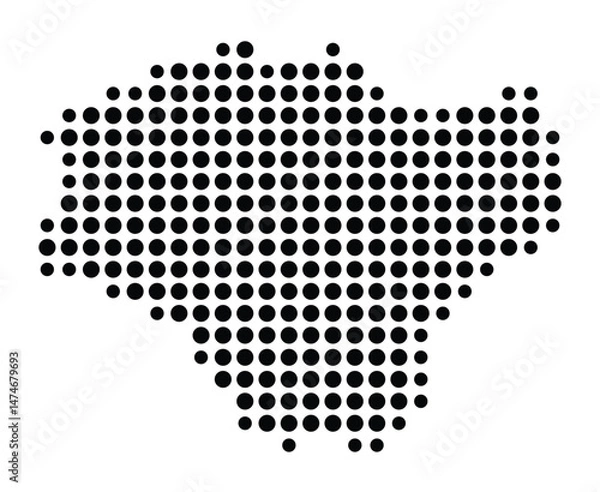 Fototapeta Symbol Map of the city Havixbeck (Nordrhein-Westfalen, Germany) showing the city with a pattern of just a few black dots
