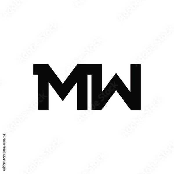 Fototapeta MW monogram logo design letter text name symbol monochrome logotype alphabet character simple logo