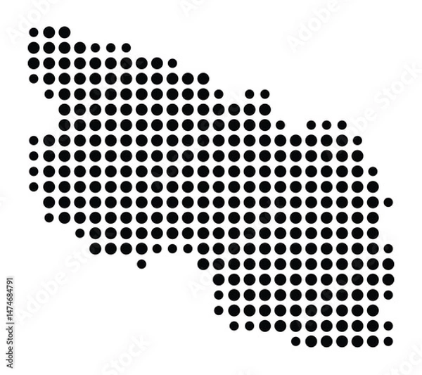 Fototapeta Symbol Map of the city Sendenhorst (Nordrhein-Westfalen, Germany) showing the city with a pattern of just a few black dots