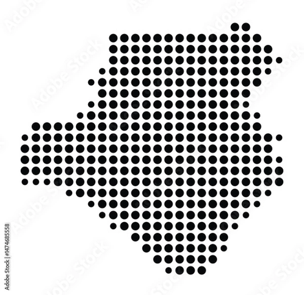Fototapeta Symbol Map of the city Vreden (Nordrhein-Westfalen, Germany) showing the city with a pattern of just a few black dots
