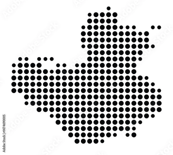 Fototapeta Symbol Map of the city Höchst i.Odw. (Hessen, Germany) showing the city with a pattern of just a few black dots