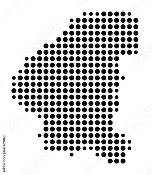 Fototapeta Symbol Map of the city Lauterbach (Hessen) (Hessen, Germany) showing the city with a pattern of just a few black dots