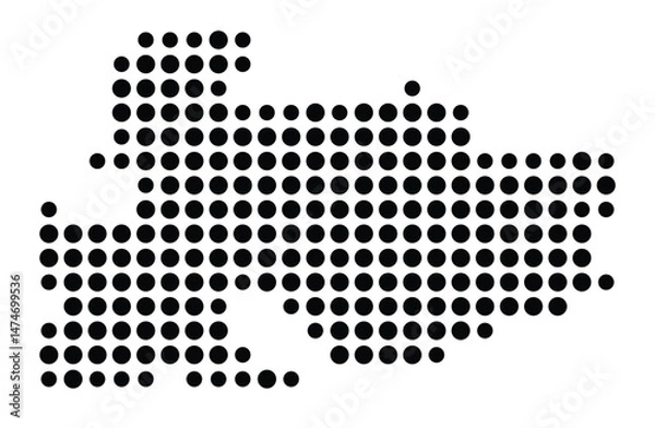 Fototapeta Symbol Map of the city Künzelsau (Baden-Württemberg, Germany) showing the city with a pattern of just a few black dots