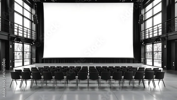 Fototapeta empty conference hall with blank screen
