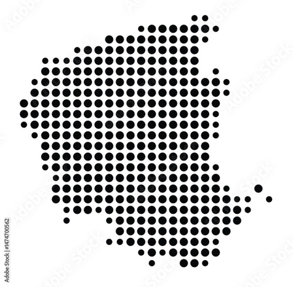 Fototapeta Symbol Map of the city Metzingen (Baden-Württemberg, Germany) showing the city with a pattern of just a few black dots