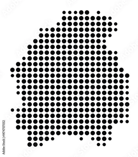 Fototapeta Symbol Map of the city Eggenfelden (Bayern, Germany) showing the city with a pattern of just a few black dots