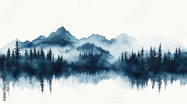 Fototapeta Breathtaking mountain range surrounded by trees in the foreground capturing nature's grandeur