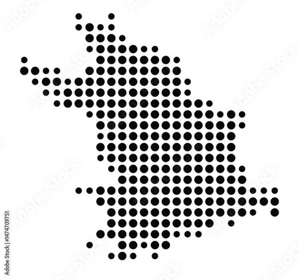 Fototapeta Symbol Map of the city Lauingen (Donau) (Bayern, Germany) showing the city with a pattern of just a few black dots