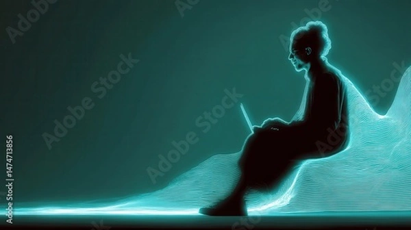 Fototapeta technology style whit net glowing wave,glowing line glow wave,glow line , man payment online with credit car,photo stocks