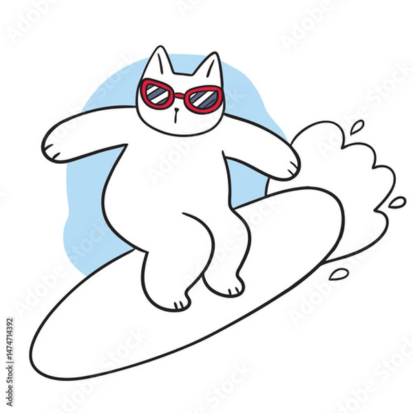 Obraz Cute and funny cartoon doodle cat lines.