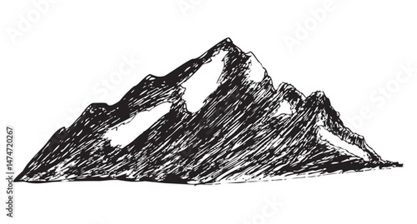 Obraz mountain, simple vector hand draw sketch black at white background