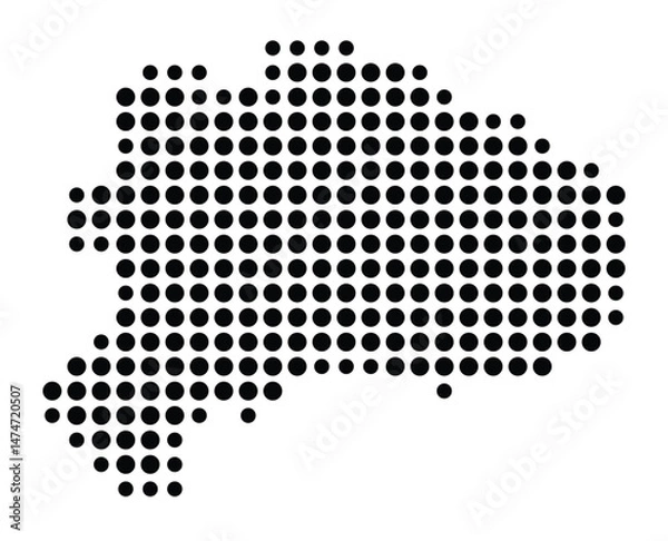 Fototapeta Symbol Map of the city Klipphausen (Sachsen, Germany) showing the city with a pattern of just a few black dots