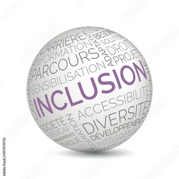 Fototapeta French inclusion concept sphere with diversity and accessibility keywords