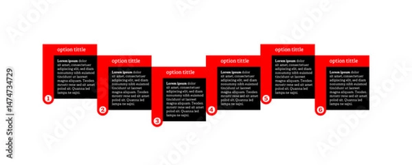 Fototapeta Very simply infographic design with 6 options or steps. Infographics for business concept.