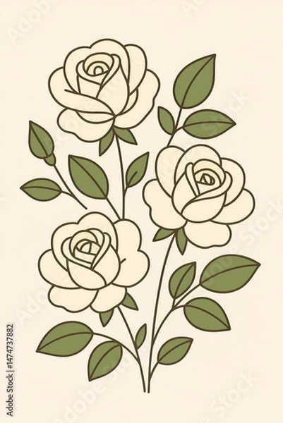 Fototapeta seamless pattern with roses