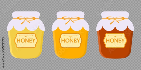 Obraz Set of honey jars. Dark and light  honey