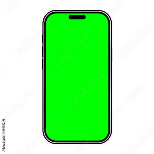 Obraz Smartphone Front View with Green Screen Mockup Vector