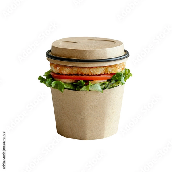 Obraz Delicious Vegetarian Burger in Eco-Friendly Take Away Container
