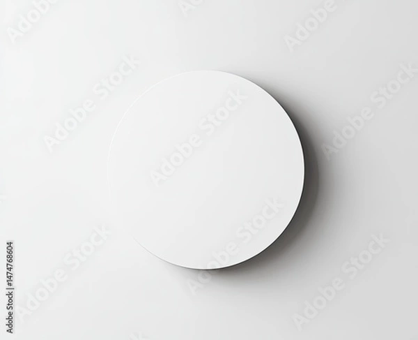 Obraz Blank white circle against a white background.  Simple, clean, and minimalist design