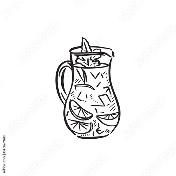 Obraz A glass jug containing a drink. Such as sangria, mojito or Pimms. 