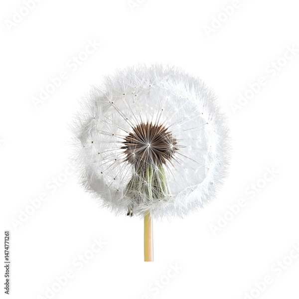 Obraz Close-up of a Dandelion Seed Head Against Transparent Background