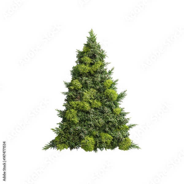 Obraz Lush Evergreen Christmas Tree Shaped Shrub, Isolated on Transparent Background