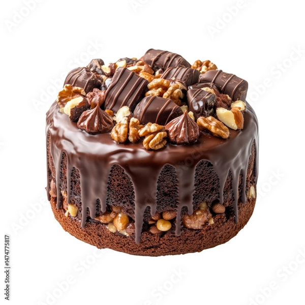Obraz Decadent Chocolate Cake with Nuts and Candy