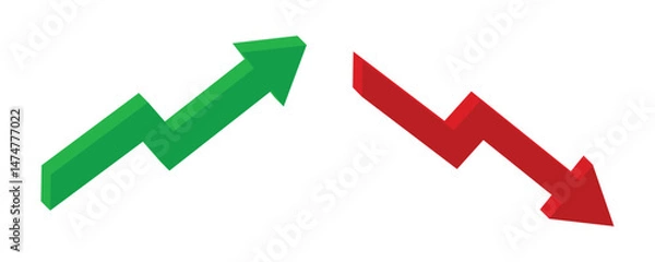 Fototapeta up and down arrows in 3d style. Vector illustration
