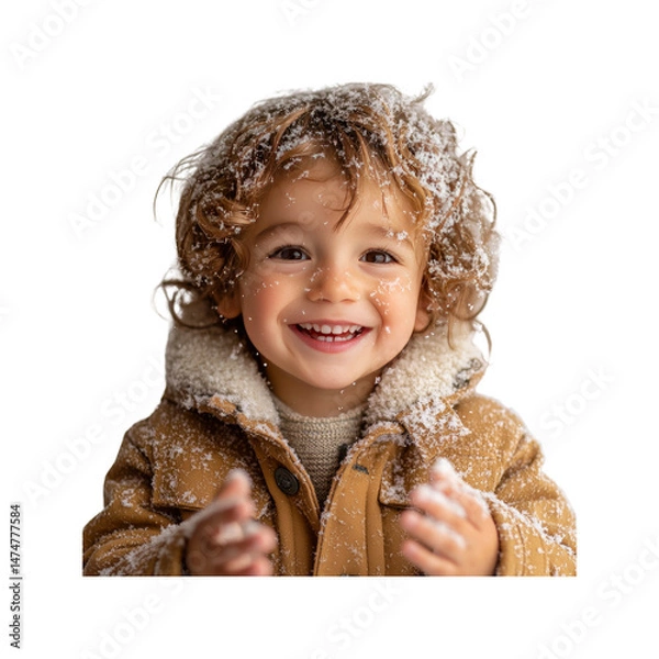 Obraz Joyful Toddler in Winter Wonderland A Portrait of Childlike Delight