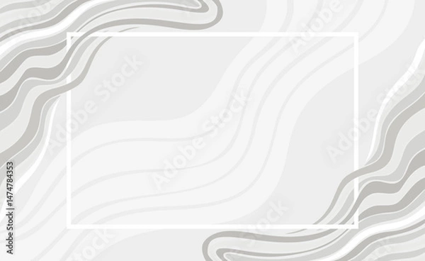 Fototapeta Abstract Wave Modern Neutral Design Stripes Background with Curve Lines, Wavy Corner and Frame. Vector Illustration for Presentation Backdrop in White and Gray Colors