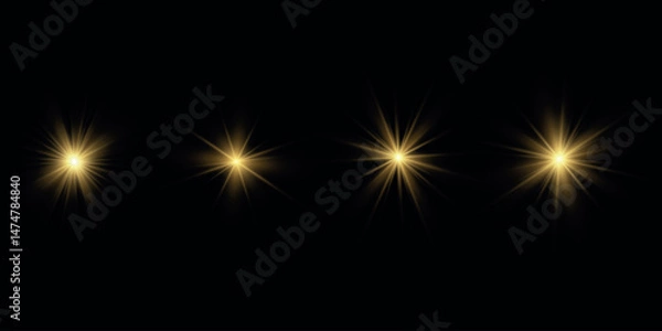 Fototapeta Yellow sun with rays and glow on transparent like background.