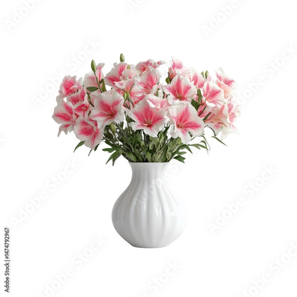 Obraz Elegant Pink and White Flowers in a White Vase