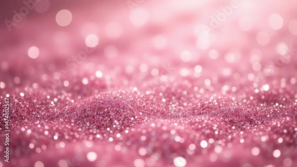 Obraz Rose Gold Glitter Texture Background with Bokeh Lights for Festive Design, Abstract Sparkle Surface