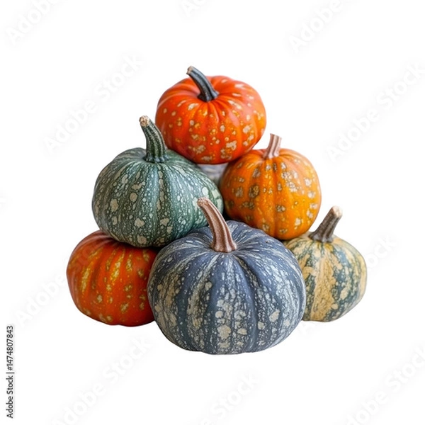 Obraz Colorful Autumn Pumpkins Stacked in a Pyramid