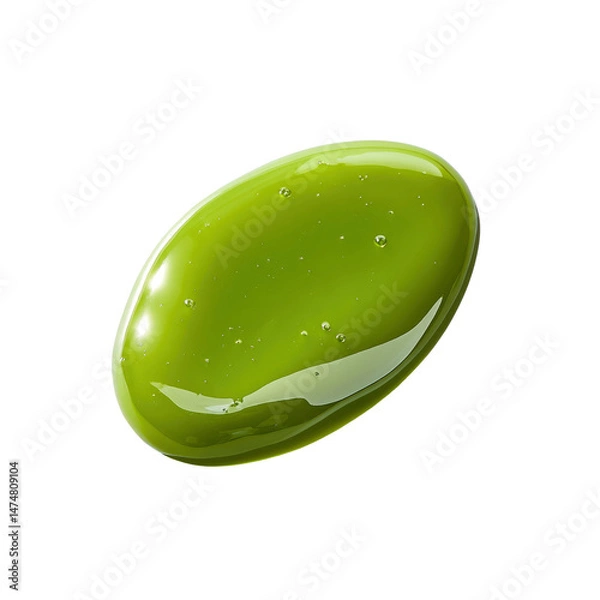 Obraz Close-up of a Glossy Olive Green Liquid Spill, Isolated on Transparent Background