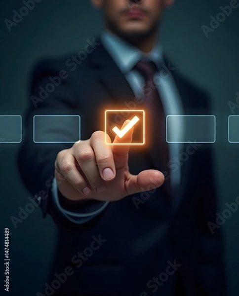 Fototapeta Touchscreen UI Showing Task Completion and Highlight