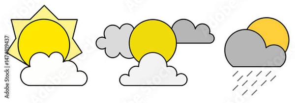 Obraz sunny cloud icon sheet vector symbol of weather illustration