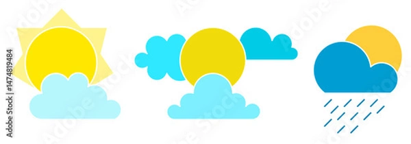 Obraz sunny cloud icon sheet vector symbol of weather illustration