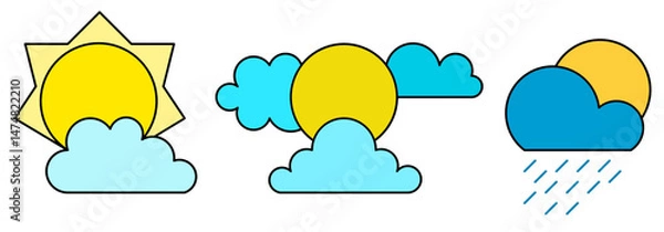 Obraz sunny cloud icon sheet vector symbol of weather illustration