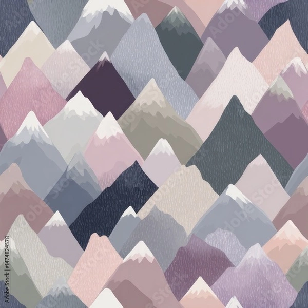 Fototapeta Mountain Landscape Illustration Abstract Art Digital Design Colorful Peaks Aesthetic View Nature Concept