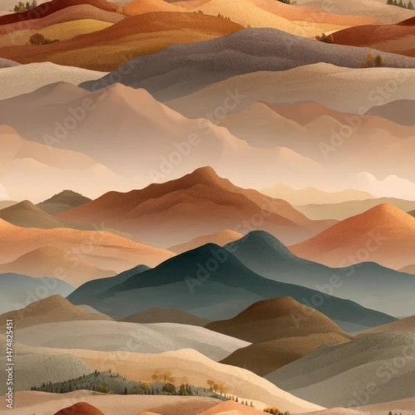 Fototapeta Serene Landscape Painting Abstract Nature Digital Art Vibrant Colors Tranquil Environment Artistic Viewpoint