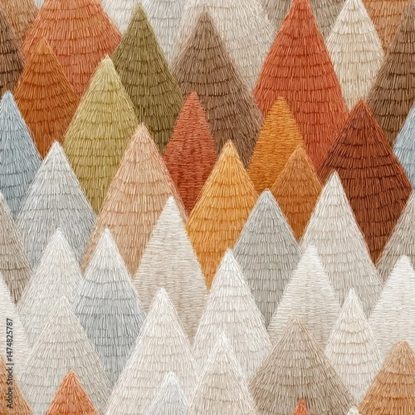 Fototapeta Textured Mountain Peaks Design Abstract Artwork Textile Pattern Warm Tones Close-Up View Nature Inspiration