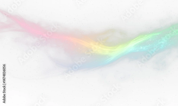 Fototapeta Celestial Swirls of Aurora Lights in Cosmic Rainbow Gradients Isolate on Transparent Background, cutout, png